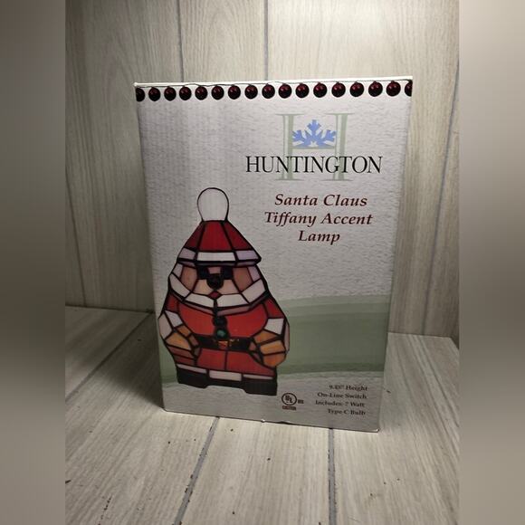 Huntington Santa Claus Tiffany Accent Lamp Stained Glass Christmas Holiday NWB - Picture 6 of 7